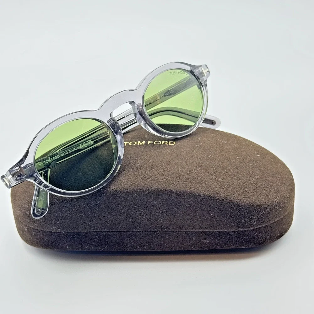 Tom Ford Sunglasses Aristotele-02 TF1332 20N Transparent Gray Frame Green Lens